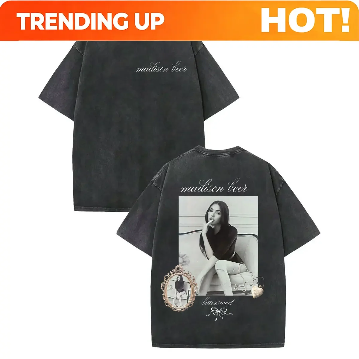 Women'S Fashion Graphic Tees - Gepersonaliseerd shirt vintage gewassen Madison Beer