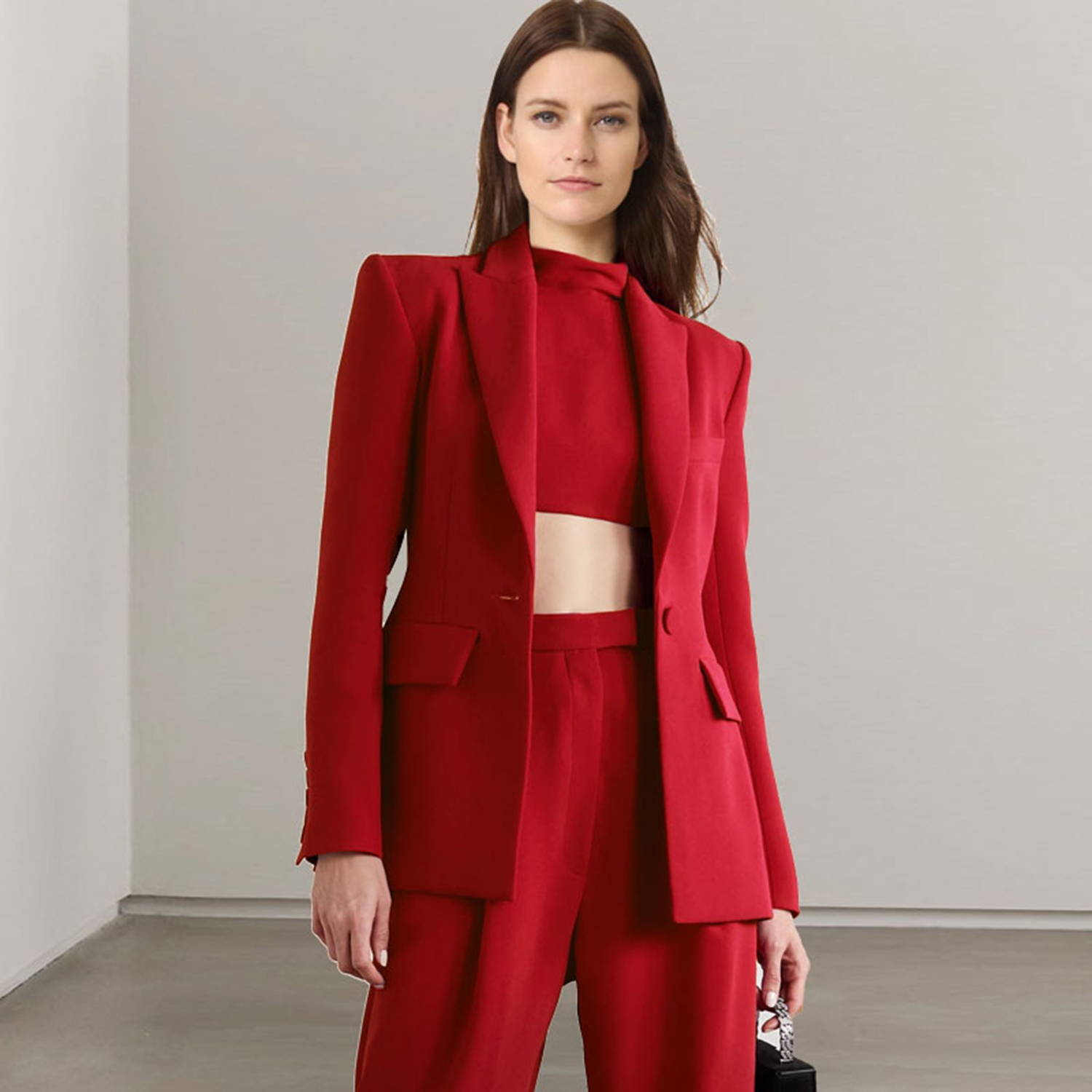 Women'S Fashion Business Casual - Allingentle rode revers dames 2-delige set