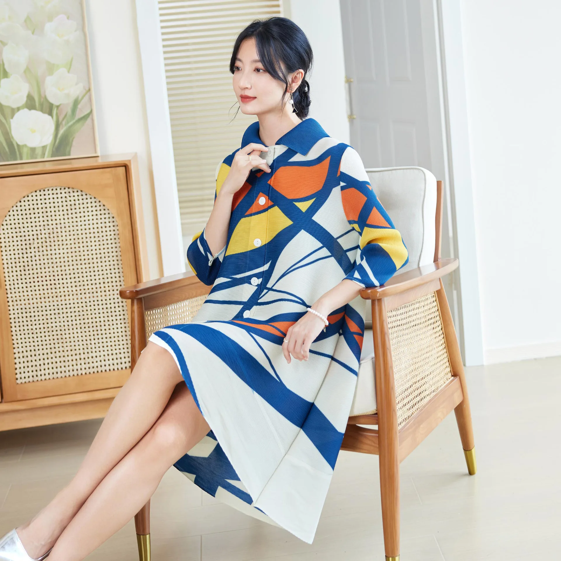 Longline Cardigan Knit - Miyake-stijl geplooide jurk voor dames 2025