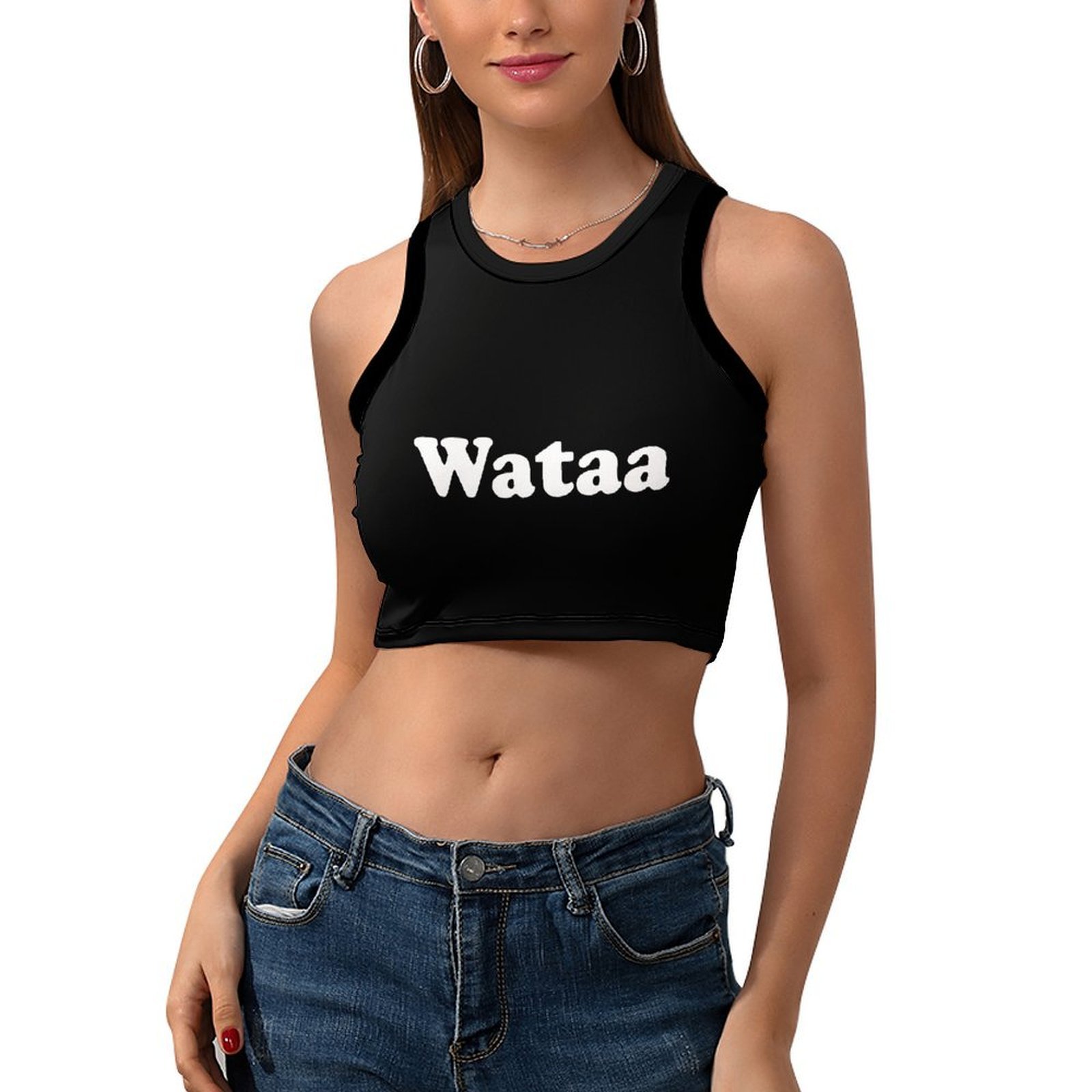 Women'S Fashion Graphic Tees - Wataa crop top met letterprint en