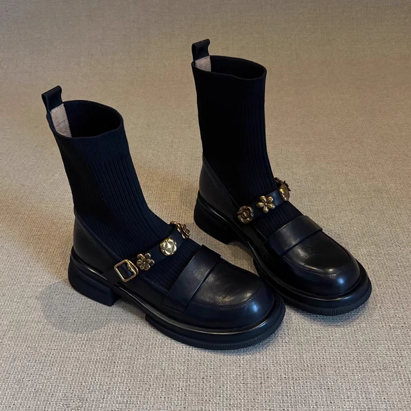 Women'S Fashion Socks - Bloem Dames Enkellaarsjes Flats Designer Breien
