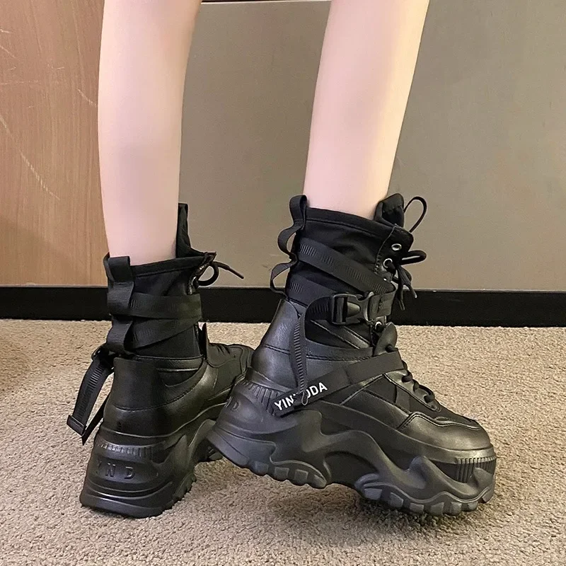 Women'S Fashion Socks - Mode Vrouwen Chunky Platform Motorlaarzen Wit