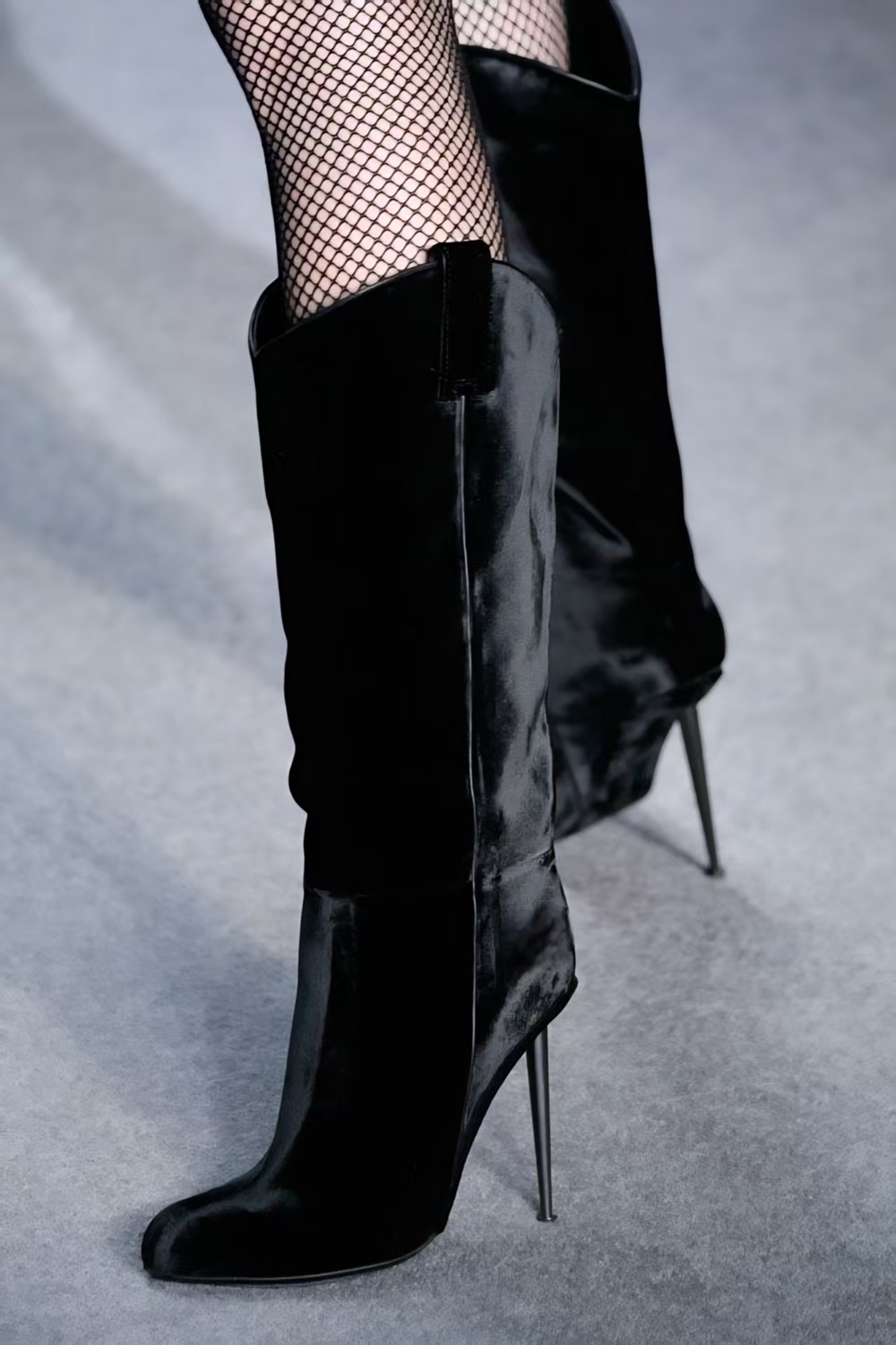 Women'S Fashion Edgy - Mode Dames Zwart fluwelen kniehoge laarzen