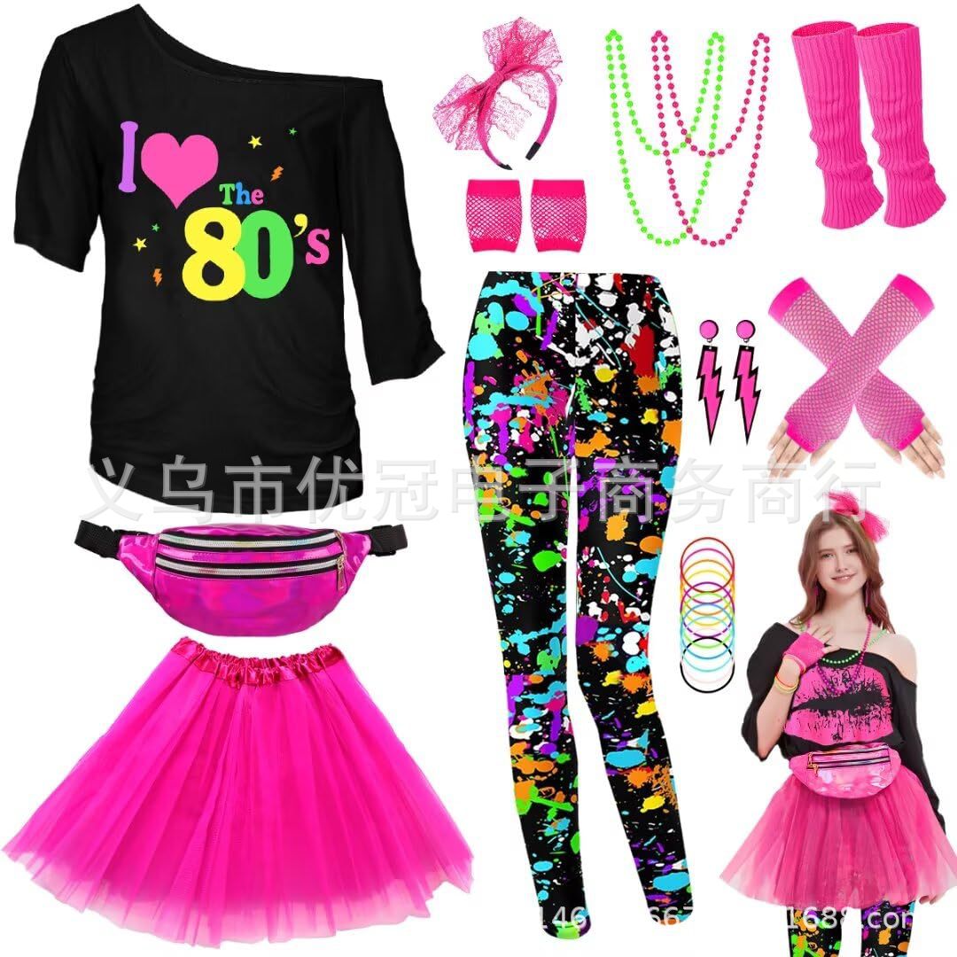 Women'S Fashion From The 80S - Vrouwen 80s Cosplay Kostuum Accessoires Set