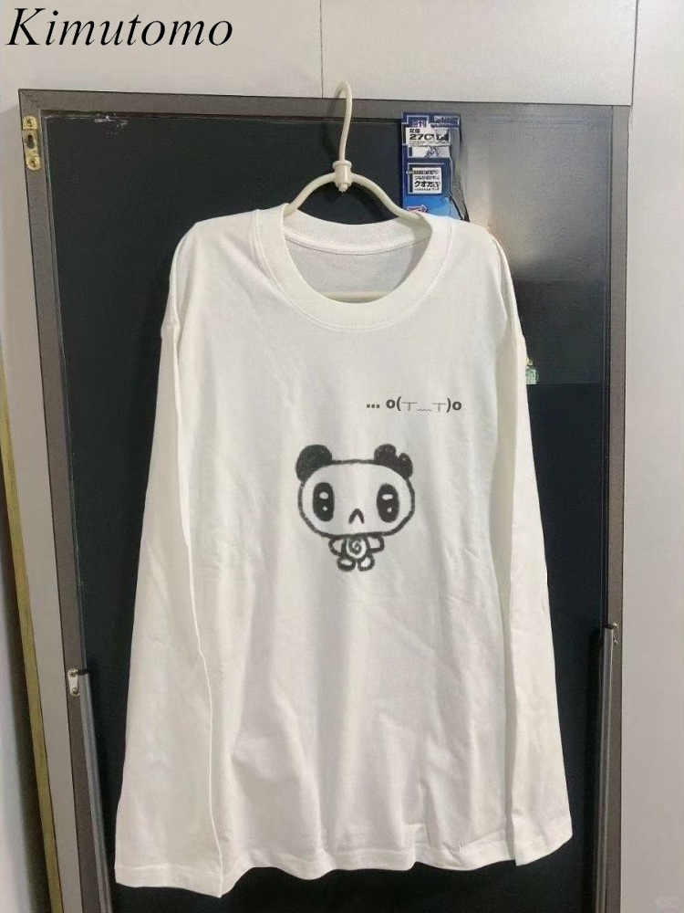 Women'S Fashion Tops - Kimutomo T-shirts Vrouwen Cartoon Gedrukt Lange