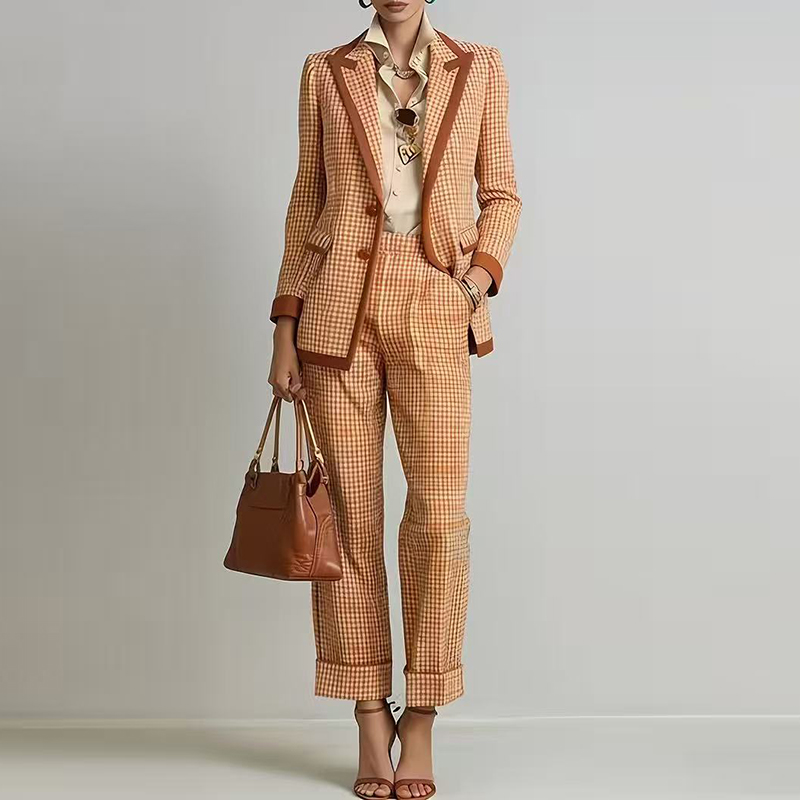 Dames Tweedelig pak met ruitpr - Women'S Fashion Business Casual recensie en prijs