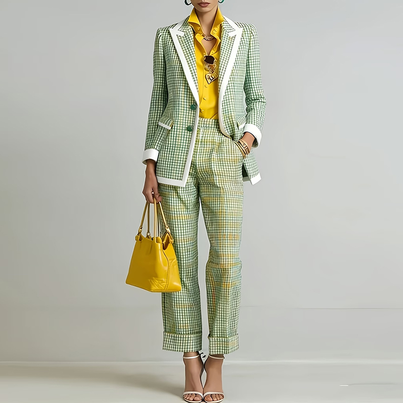 Dames Tweedelig pak met ruitpr - Women'S Fashion Business Casual recensie en prijs