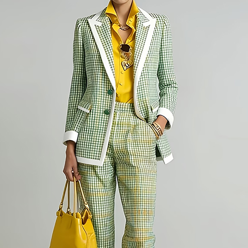 Dames Tweedelig pak met ruitpr - Women'S Fashion Business Casual recensie en prijs