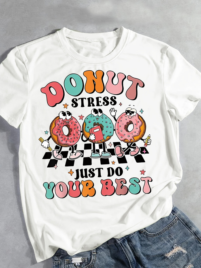 T-shirt met cartoon donut-prin - Women'S Fashion Trends Summer 2025 recensie en prijs